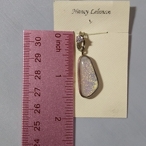 Sterling Silver White Shimmer Dichroic Glass Pendant - Picture 5 of 8